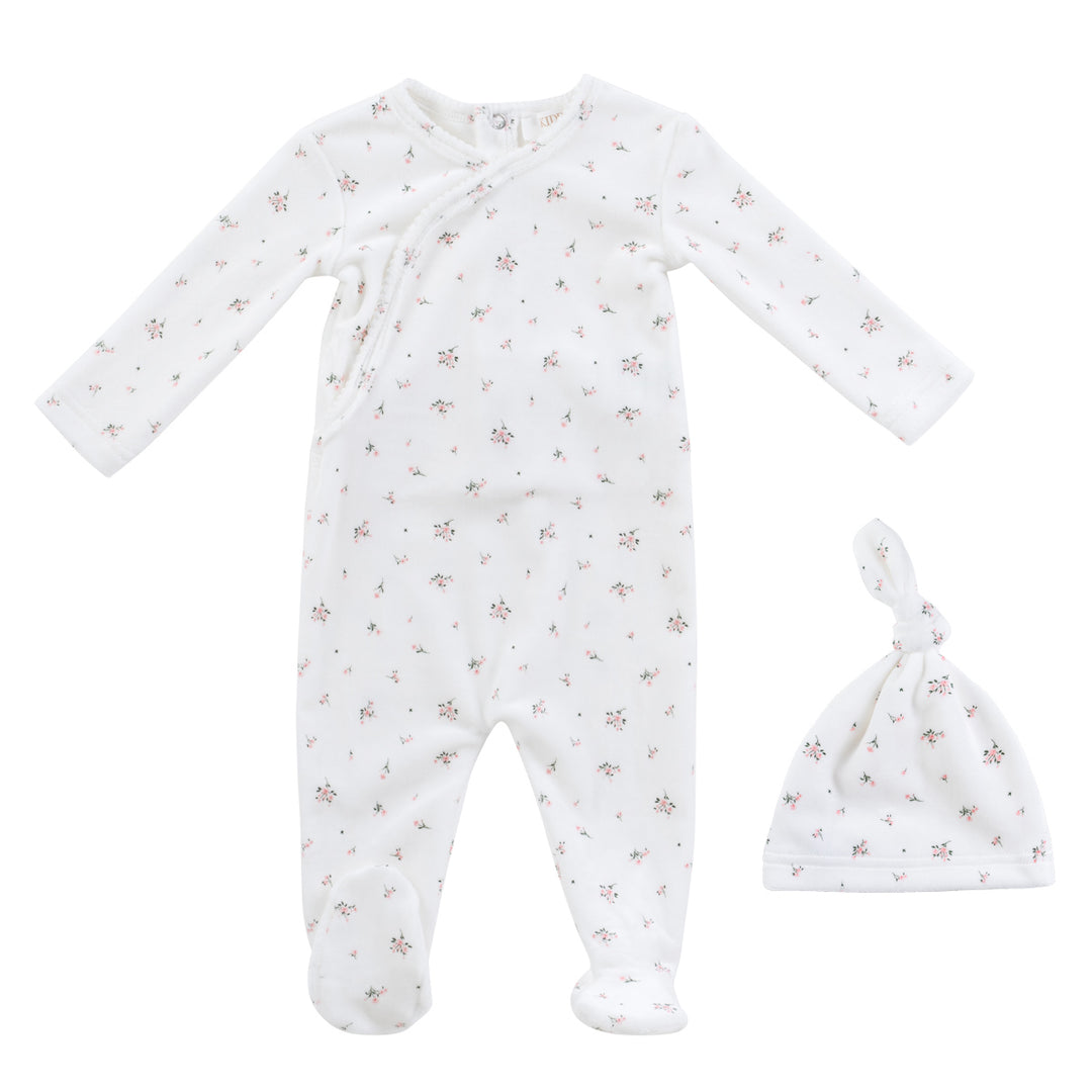 Kipp Baby White Pink Lil Blooms Footie + Hat