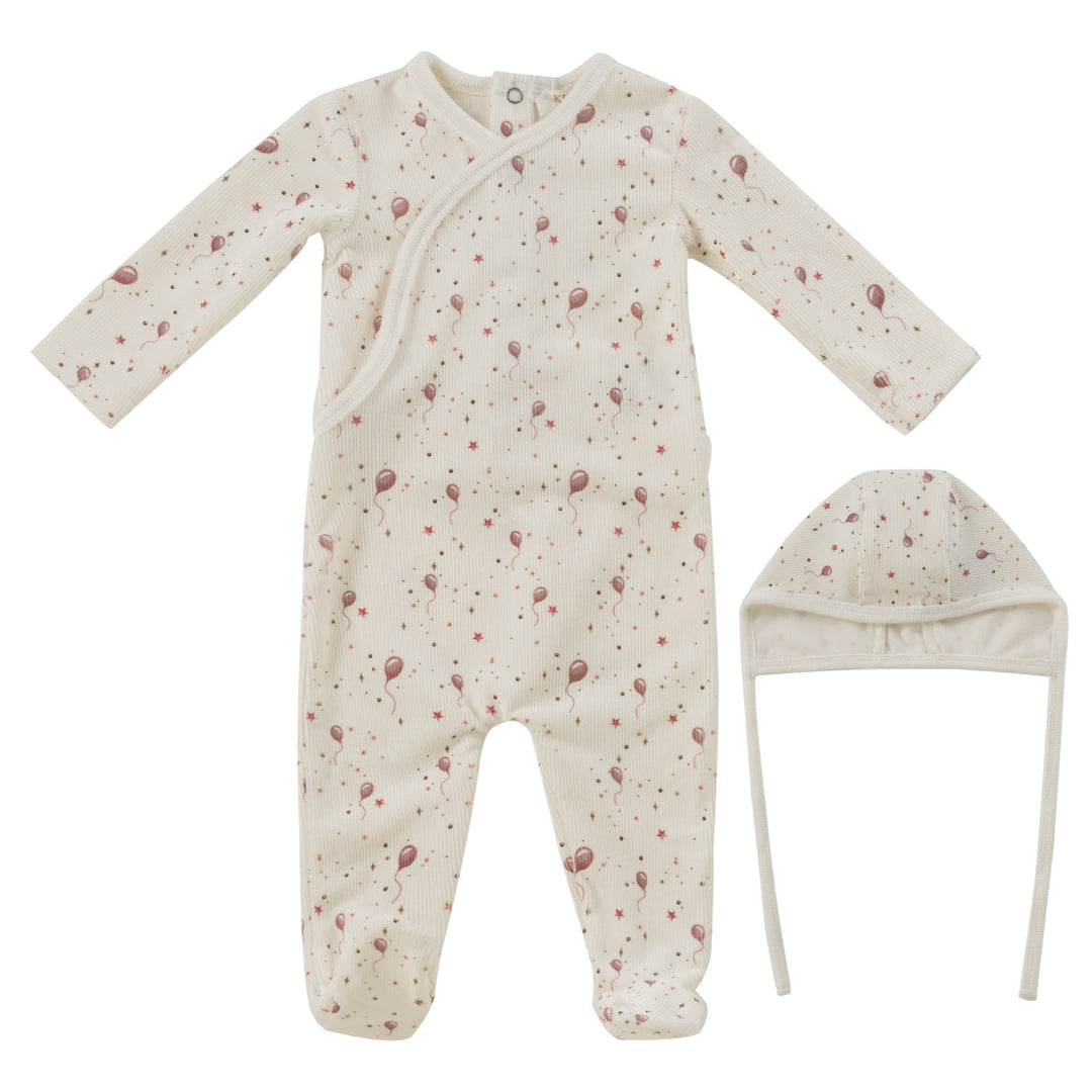 Kipp Baby Pink Balloon Star Footie + Bonnet
