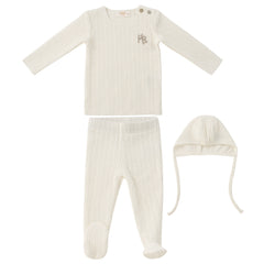 Kipp Baby White Cable Knit 3 Pc Set