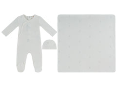 Kipp Baby Blue Petit Ours Pattern Footie Hat & Blanket Set