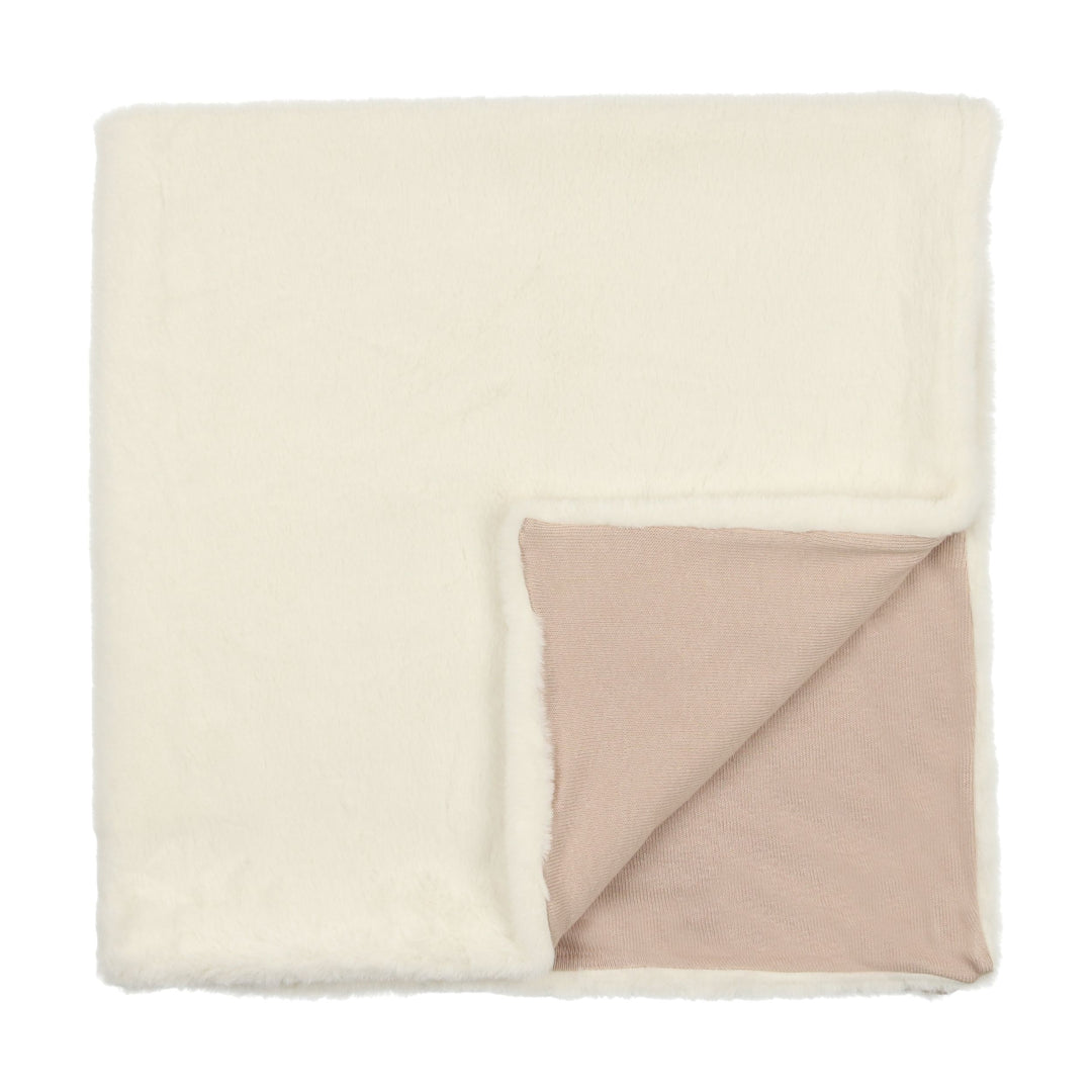 Mema Knits Cream Fur Marrow Edge Blanket