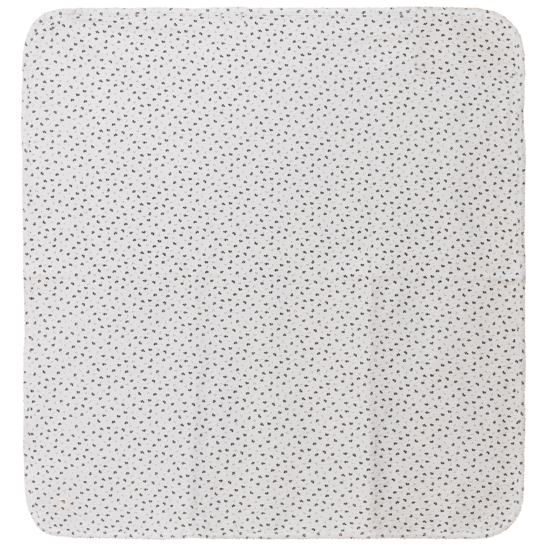 Fragile White/Black Crinkle Small Flower Blanket