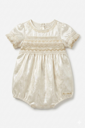 Tartine et Chocolat Nacre Lace Romper – Luxury Baby Girl Combicourt Outfit
