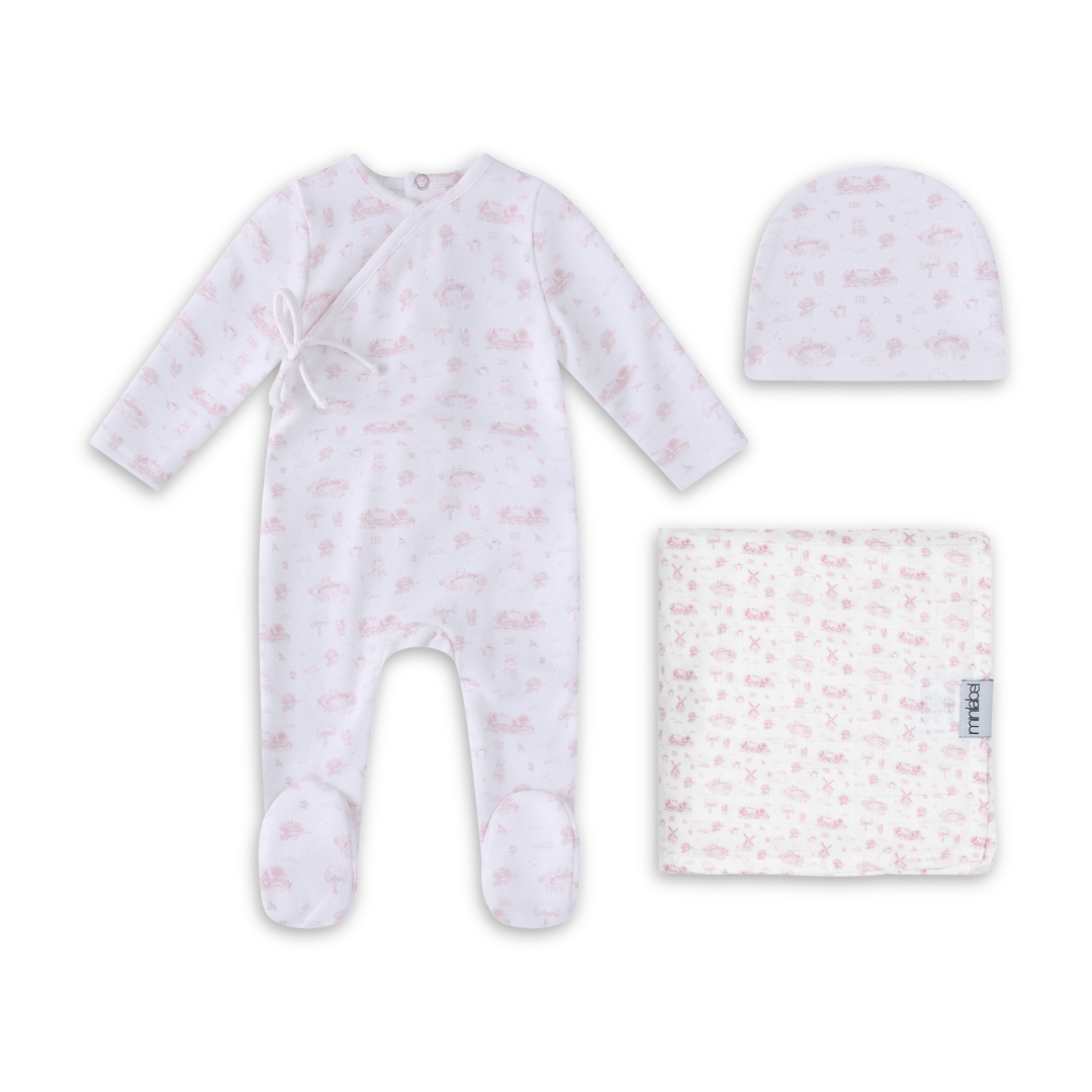 Mini Label Toile Garden Print Set Girls Soft Cotton Baby Outfit Garden Toile Print Design