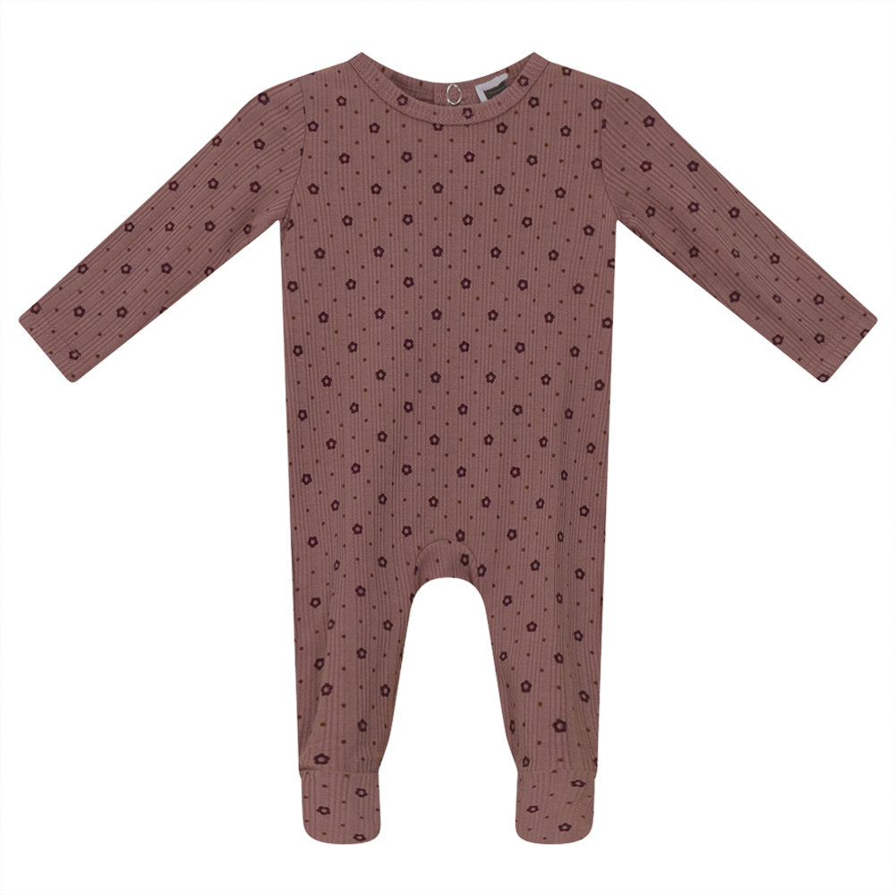 Whipped Cocoa Rose Ribbed Flower Footie