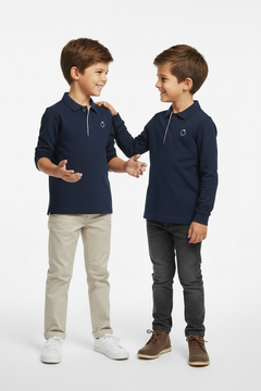 Boys Navy Long-Sleeve Polo Shirt