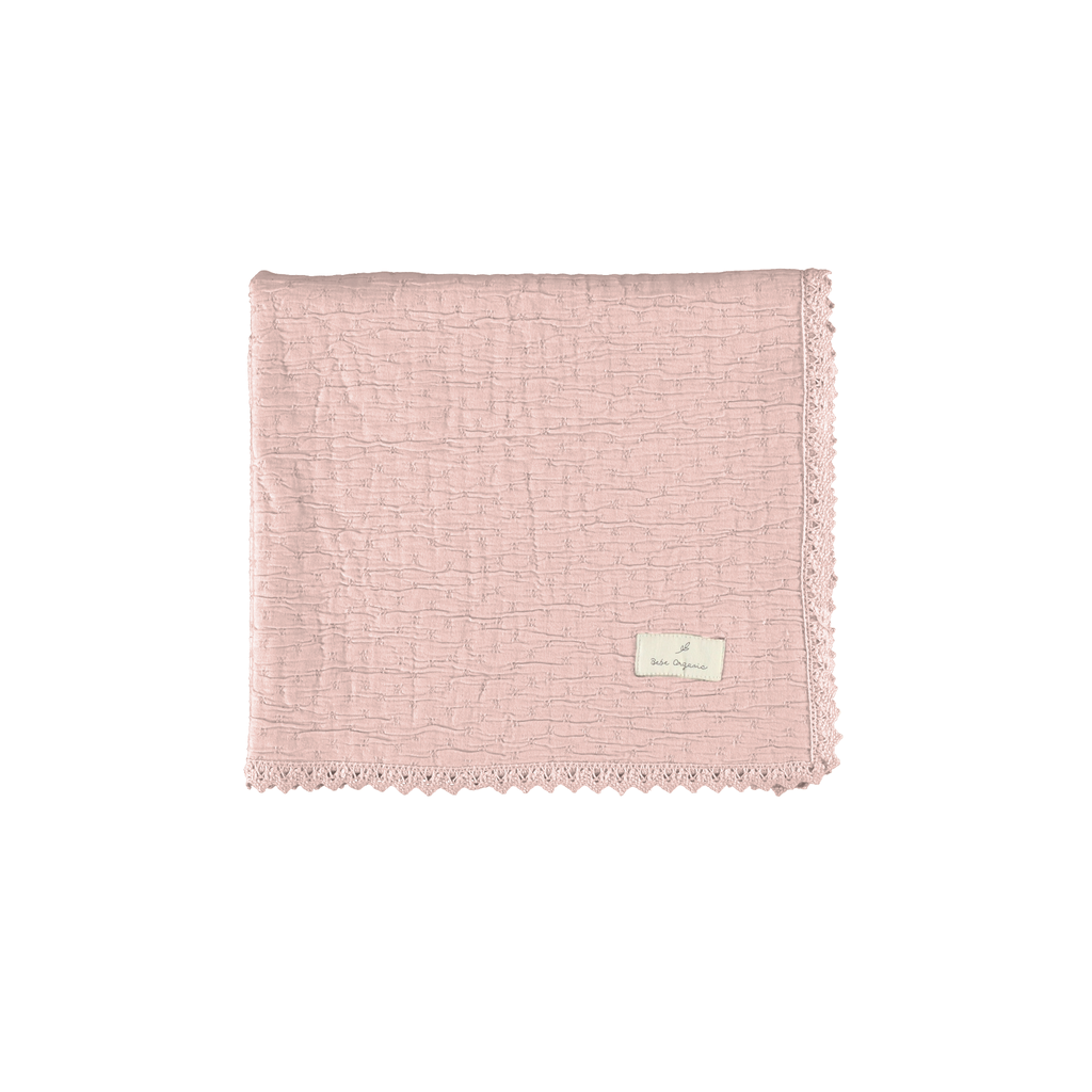 Bebe Organic Lumi Chenille Blanket – Soft Luxury Baby Blanket, Dusty Pink / Neutral