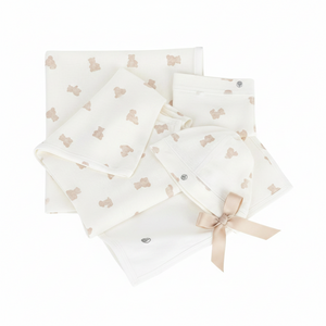 Petit Bateau – Teddy Print Footie, Hat & Blanket 3-Pc Set