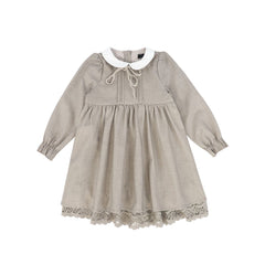 Bamboo - Wool Collar Pleat Front Dress