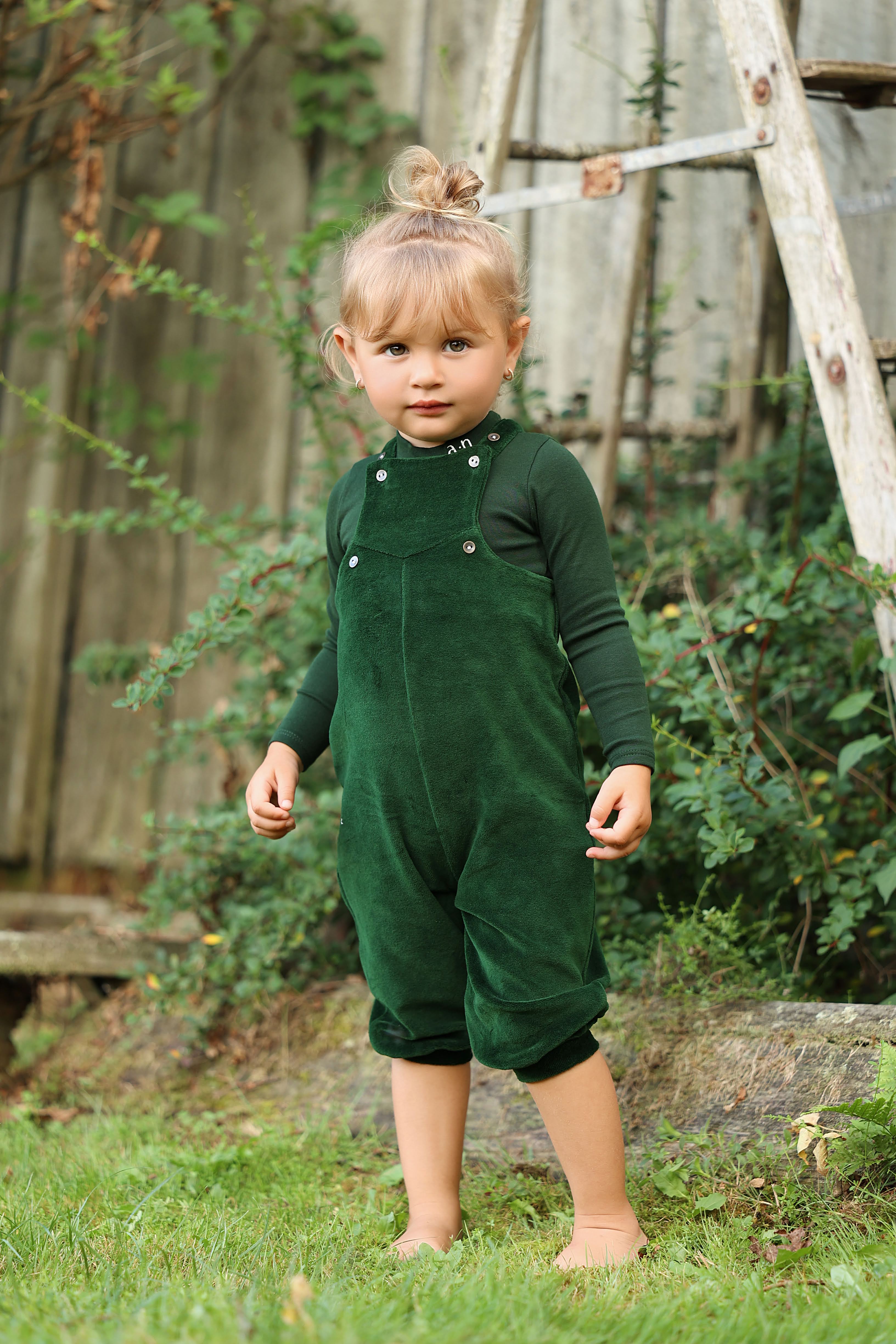 Toddler Green Velour Romper with Onesie by Ann of Nan