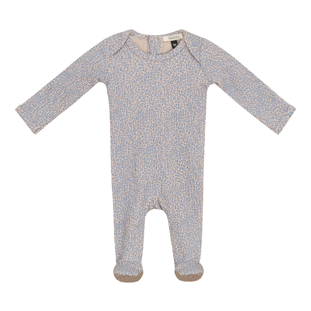 Fragile Beige/Blue Leopard Print Footie
