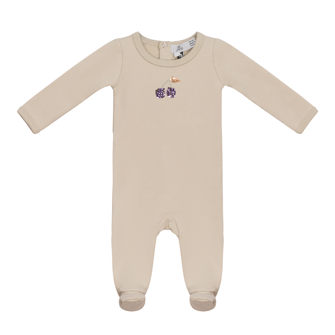 So Loved Dark Almond French Fleece Cherry Footie