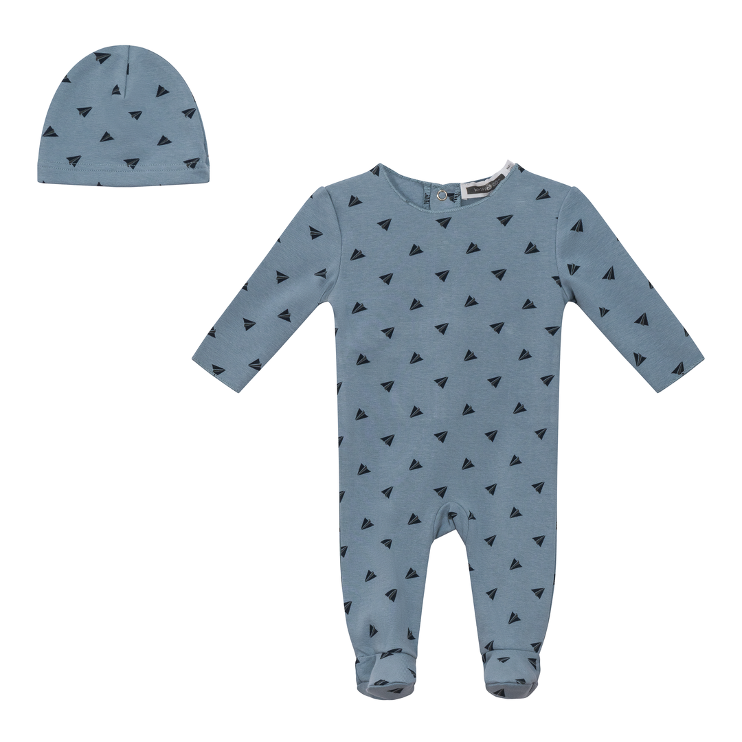 Whipped Cocoa Paper Plane Footie + Hat
