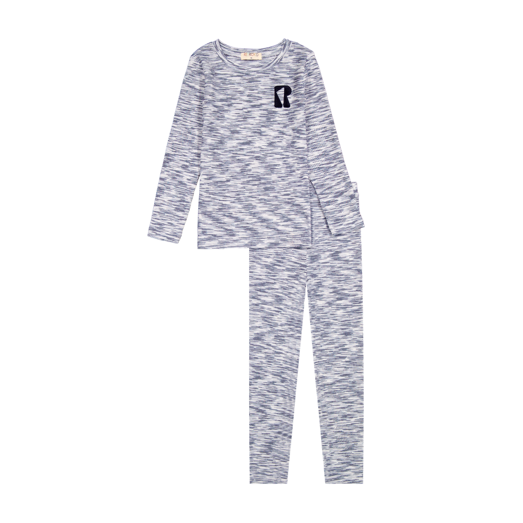 Retro Kid Heather Blue Logo Detail Loungwear