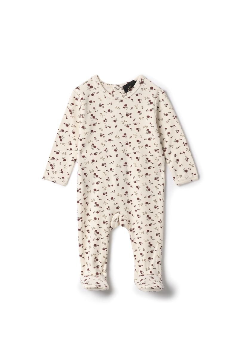 Seal Cream Floral Print Footie