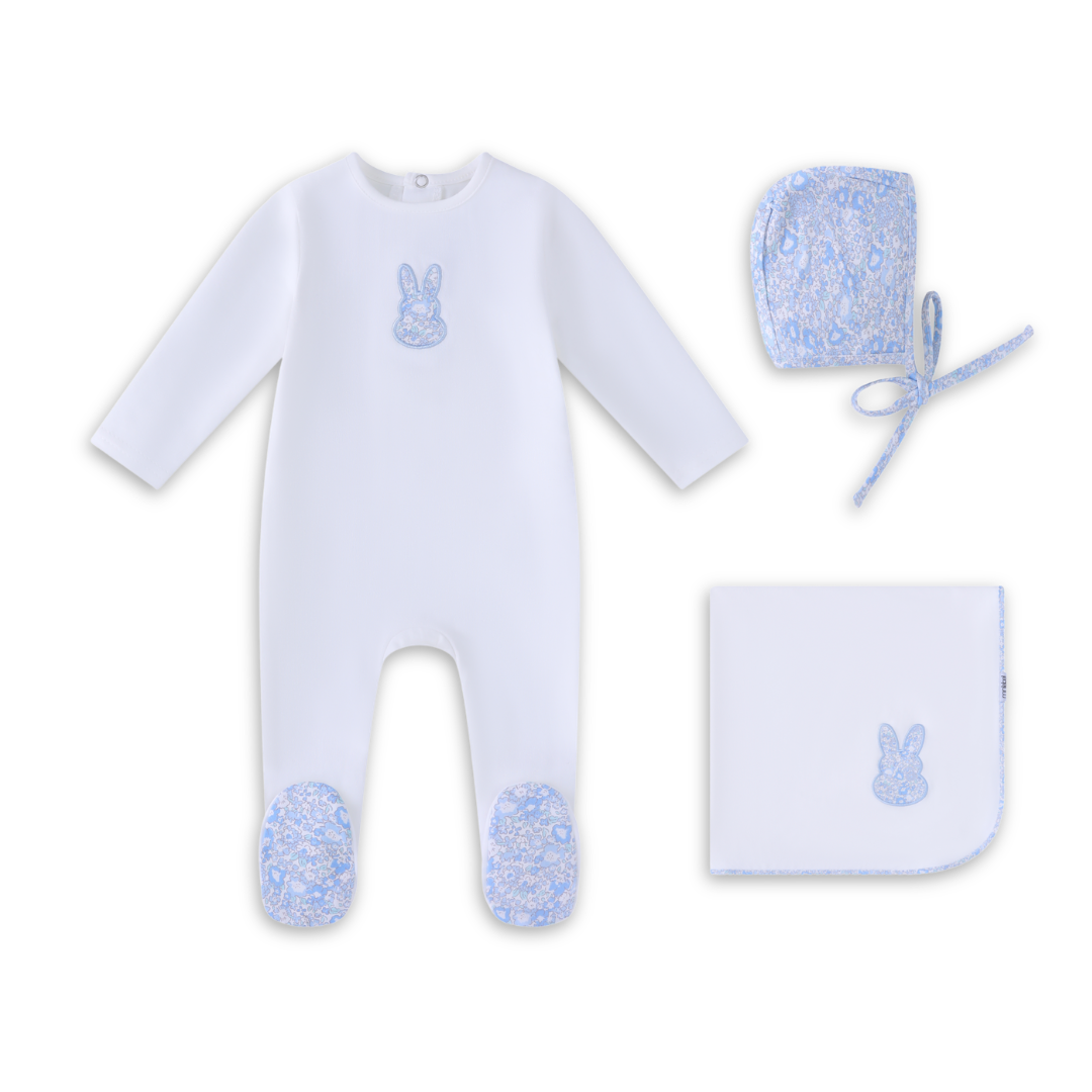 Mini Label White Liberty Bunny Set Boys Soft Cotton Baby Outfit Bunny Print Design