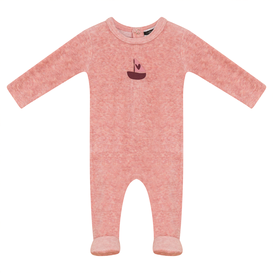 Whipped Cocoa Pink Velour Boat Footie