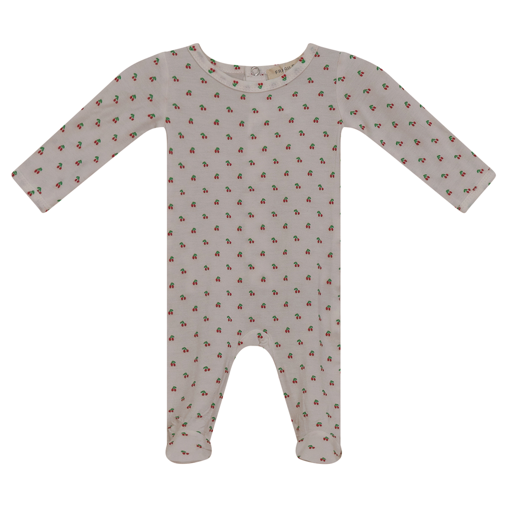 Fragile White Cherries Footie