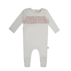 Citrine White/Pink Lace Embroidery Footie