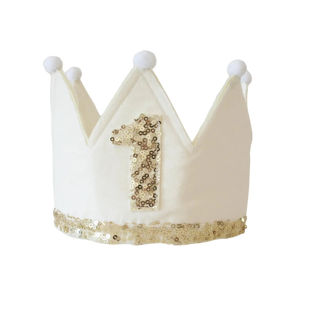 The elegant off-white Alimrose 1st birthday crown for a one-year-old.