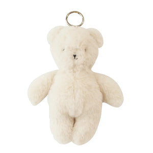 The Alimrose Mini Bear Bag Charm featuring ivory faux fur.