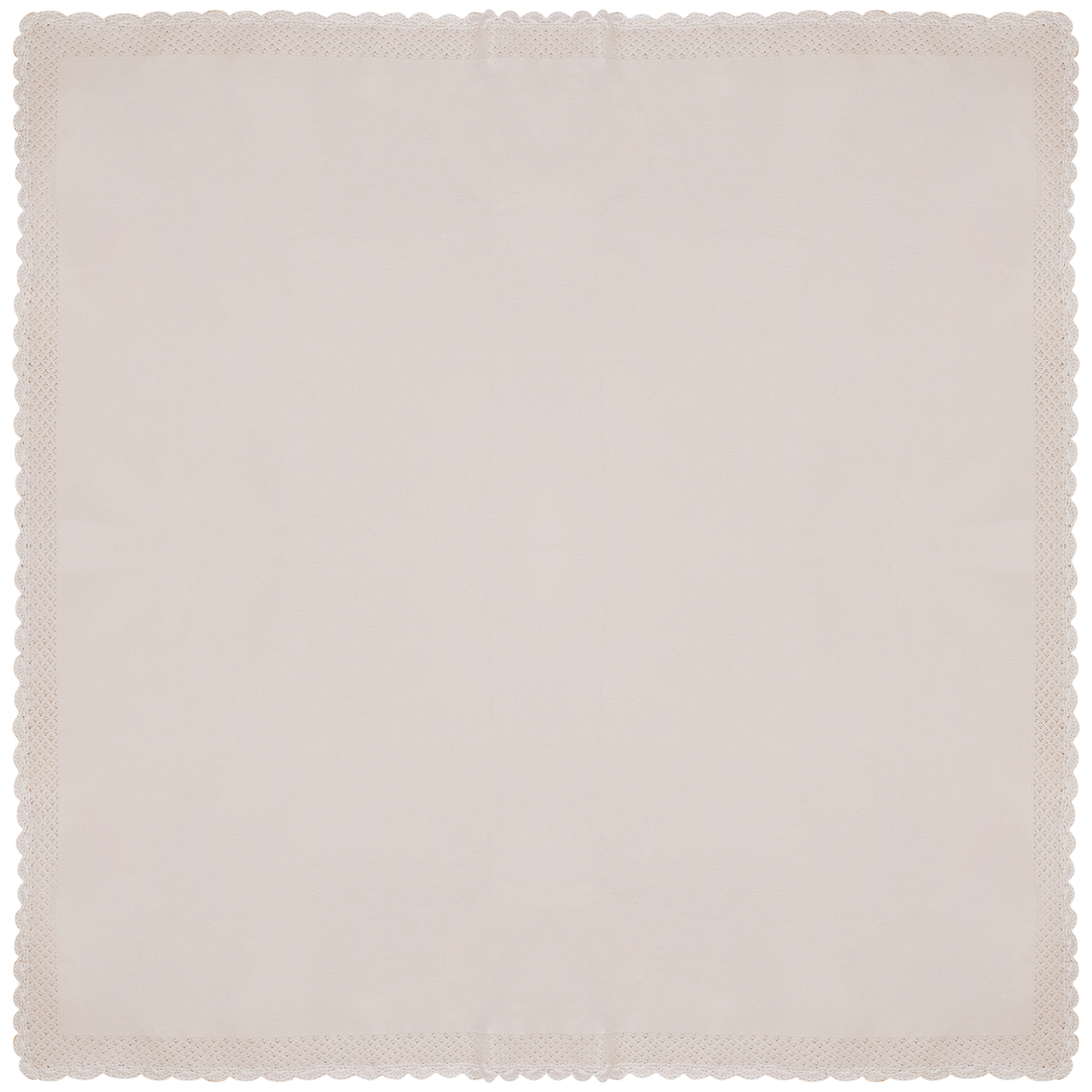 Bebe Bella Light Beige Crochet Trim Knit Blanket