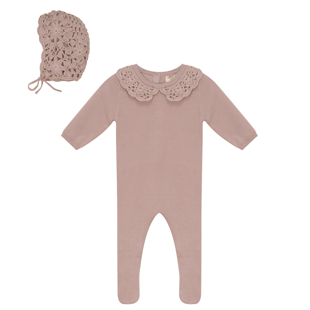 Bebe Bella Rose Cloud Crochet Collar Footie