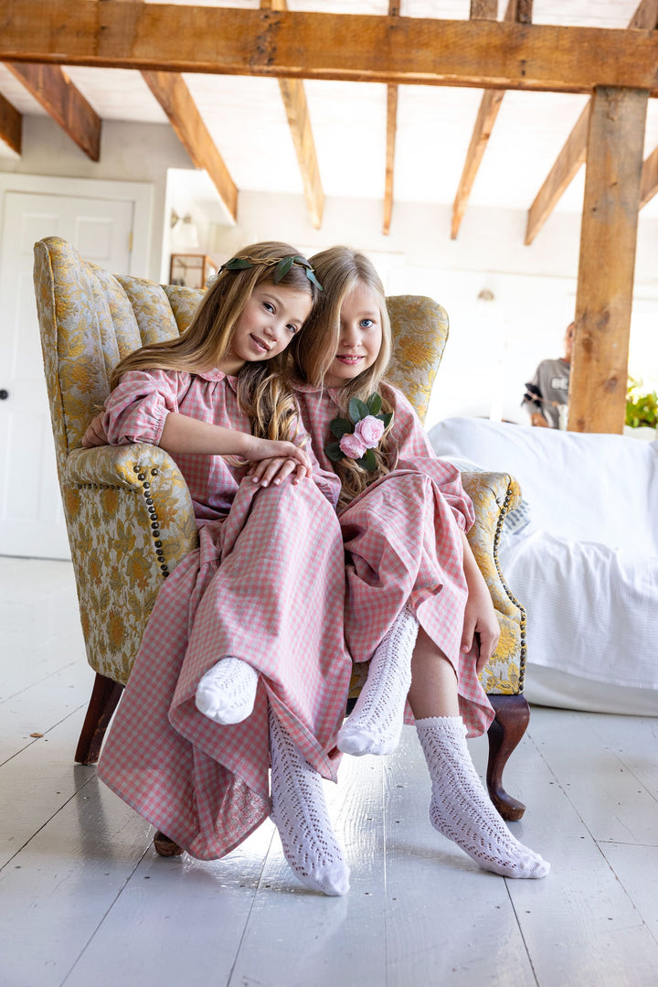 Bonjour Pink Gingham Collar Maxi