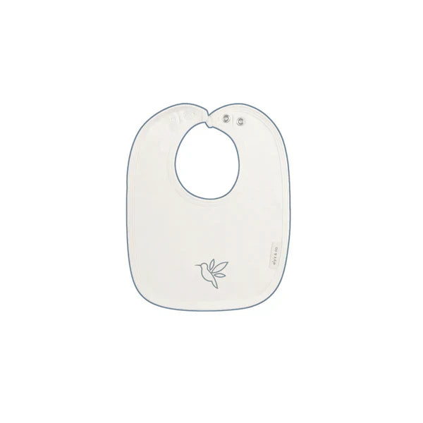 Ely's & Co Ivory Velour Embroidered Bird Bib