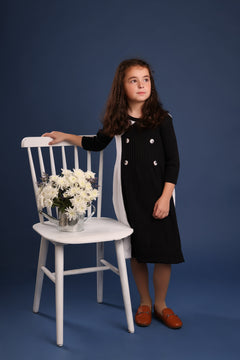 Pampolin Girl's Black Sweater Knit Dress