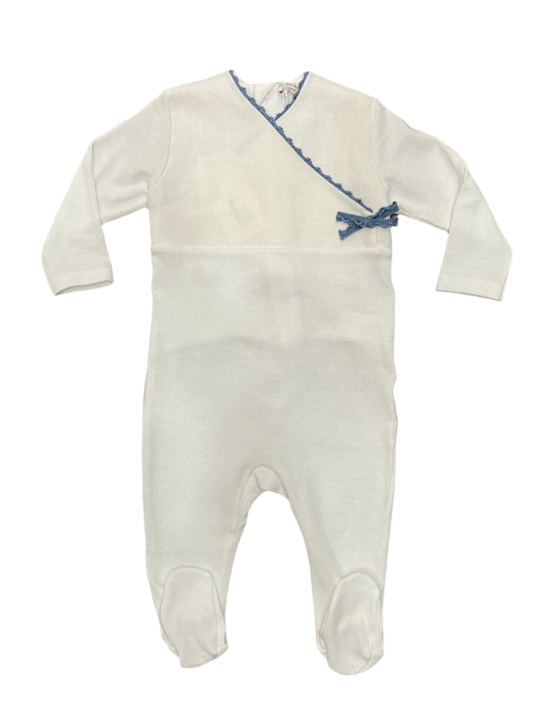 La Mascot White/Blue Linen Wrap Footie