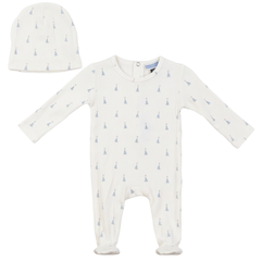 Whipped Cocoa - Baby Bow/Sail Boat Print Onesie and Hat