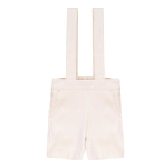 A front view of the Blumint cream velvet formal bermuda shorts for infants and toddlers.
