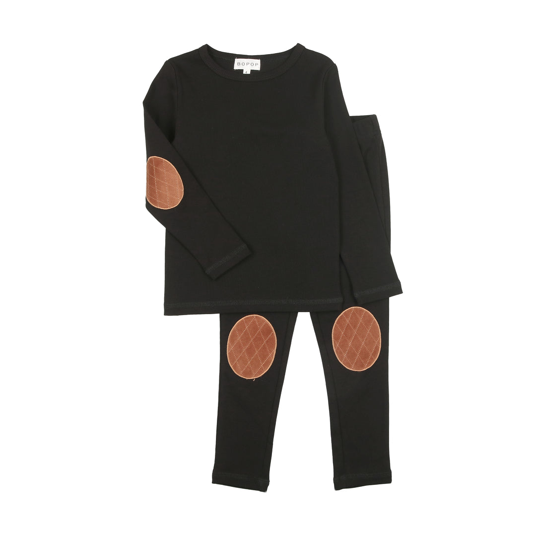 Bopop Tan Quilted Patch Patch Pajamas