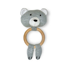 Viverano Bear Teething Ring Rattle Grey Heather