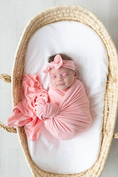 Stroller Society - Baby Blankets - Baby Swaddles - Baby Blanket for Girls, Boys: Pink / Swaddle Bow and Hat