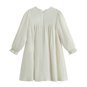 White dress with long sleeves on a white background