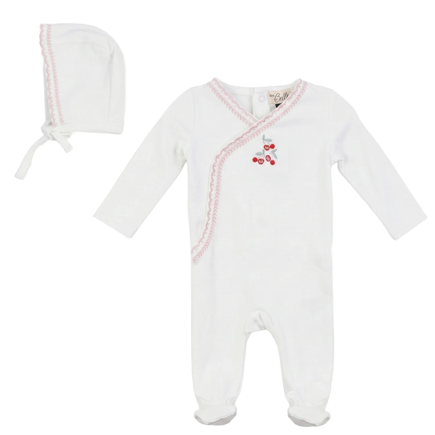 Bebe Bella - Baby Cotton Spandex Girls Wrap Layette With Cherries