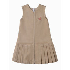 front view of the Cottier oatmilk beige dress for children.