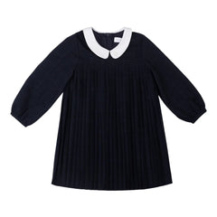 A front view of the Cottier Eleanor navy children's special occasion dress.