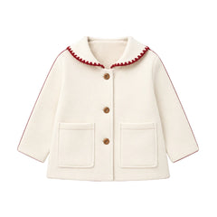 front view of the Cozy Coop baby wool fur-lined coat.