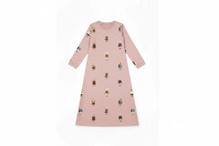 front view of the Crew lounge Dusk teddy pattern nightgown.