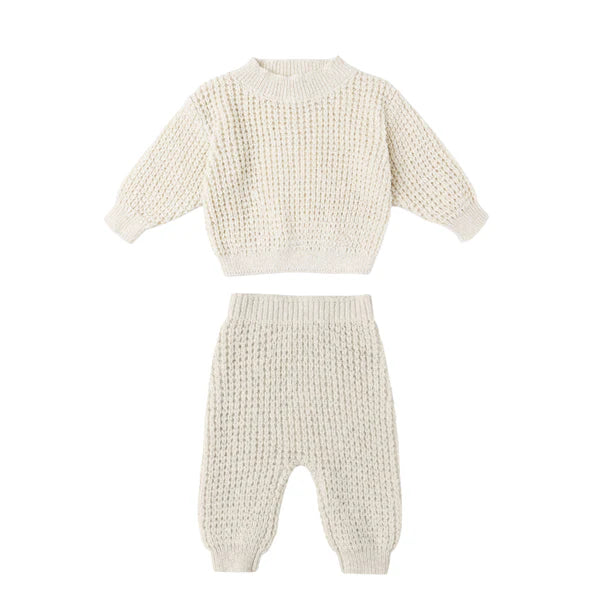 Quincy Mae Natural Chunky Knit Sweater + Pant Set