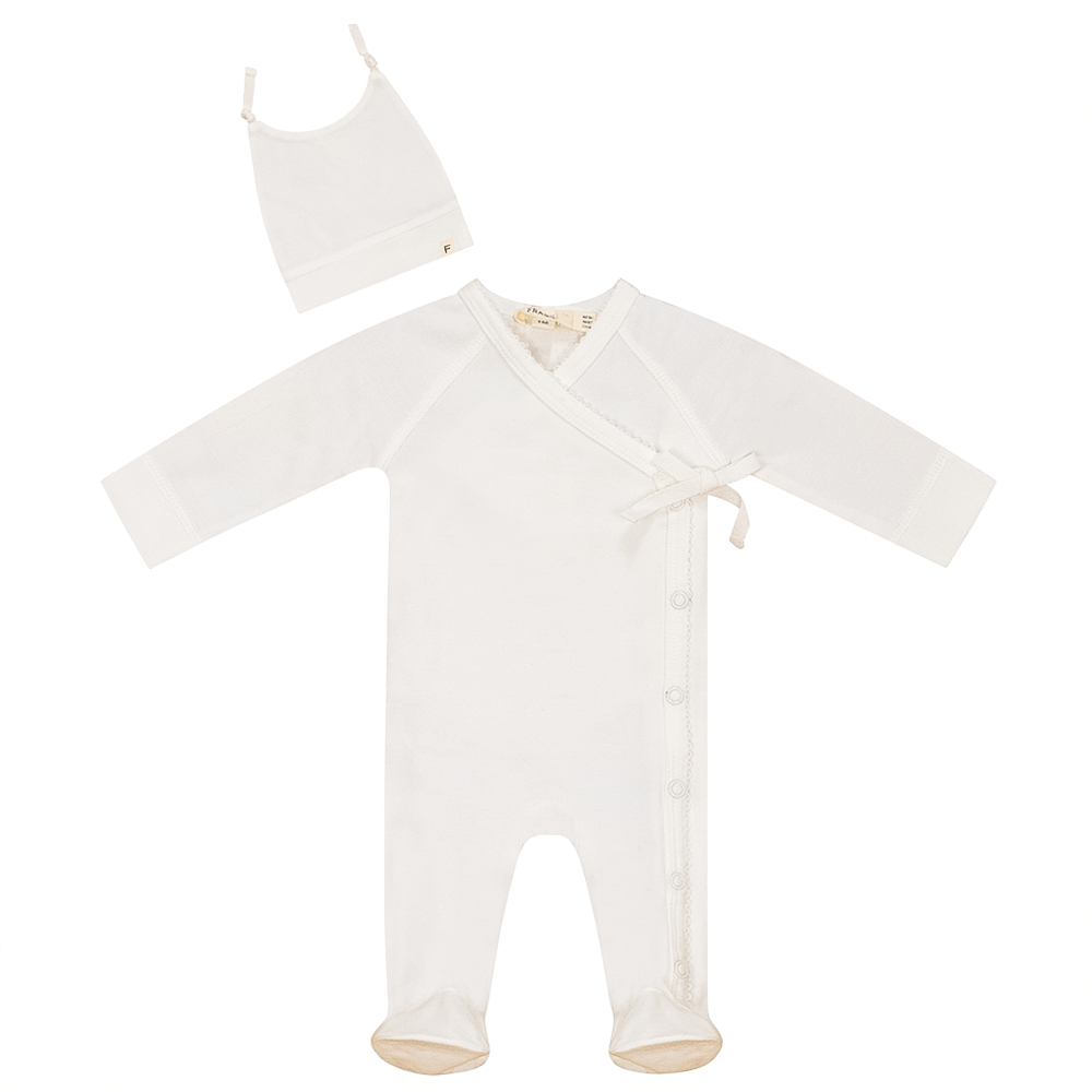 Off White Scallop Stitch Footie Set
