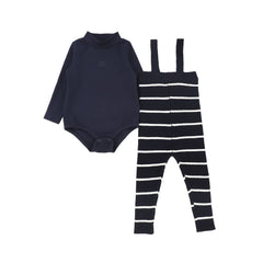 Bamboo Stripe Knit Suspender Legging Set