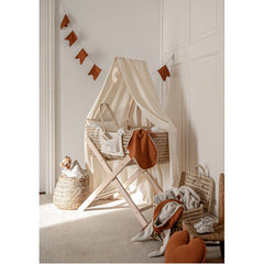 Dreamy Fabric Canopy Ivory with Wood Stand