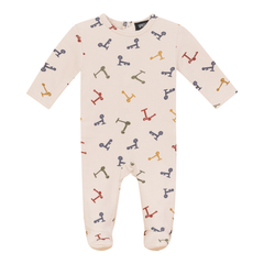 Space Grey Dark Almond Fleece Scooter Print Footie