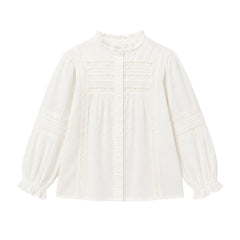front view of the Early Sunday Zoe ecru designer shirt.