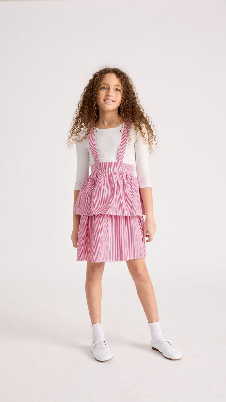 Parni Pink Stripe Tiered Skirt