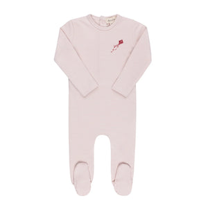 A breathtaking Ely's & Co. French Terry Footie featuring an immaculate pink striped pattern and cozy footed silhouette.